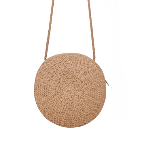 Bolsa de Palha Minimalista Redonda Crossbody - DermeBela