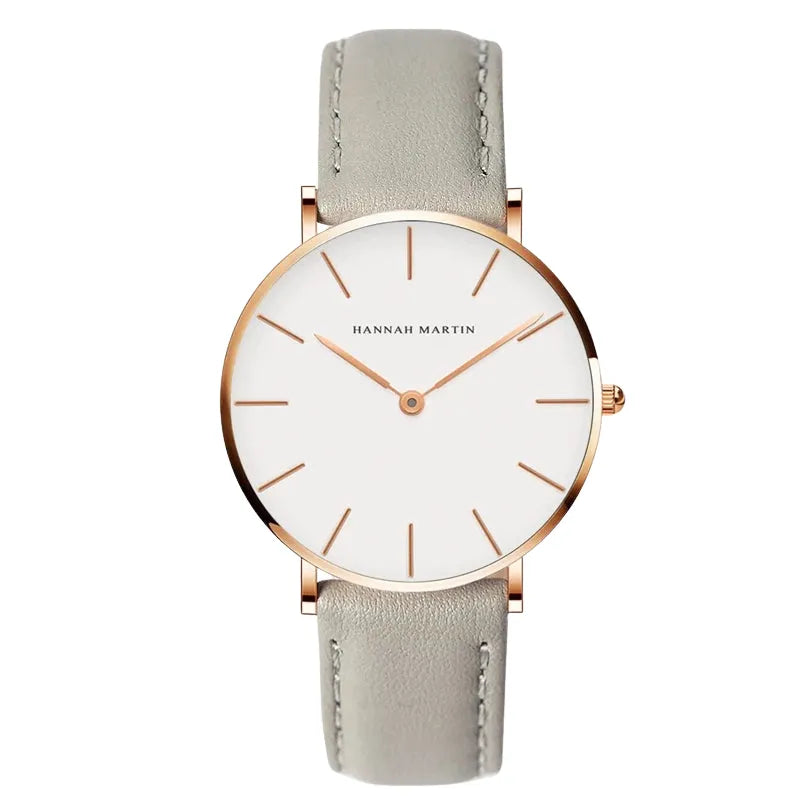 Relógio Clássico com Pulseira de Couro - DermeBela