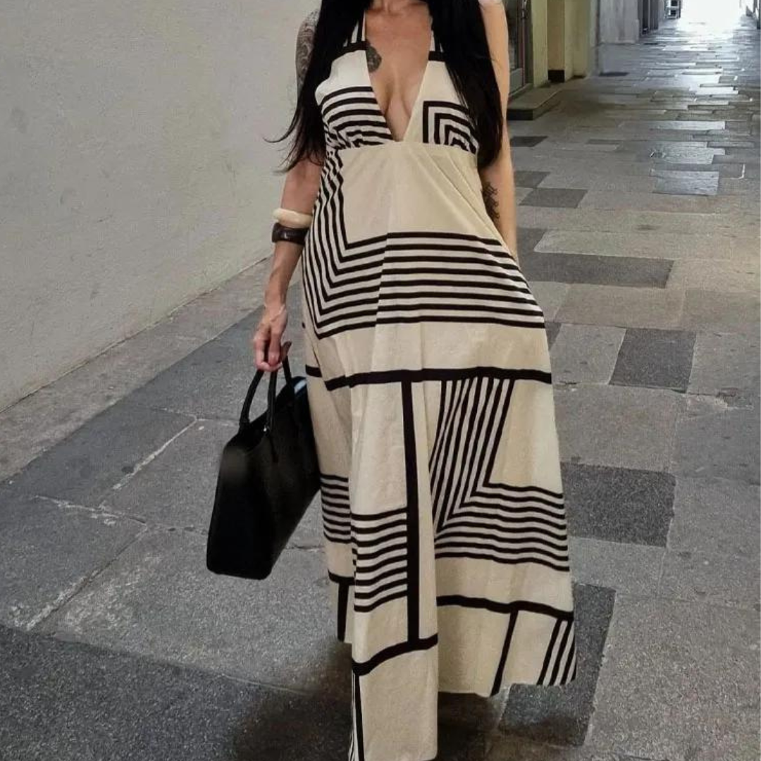 Vestido Midi Vintage Sem Costas com Fecho Lateral - DermeBela