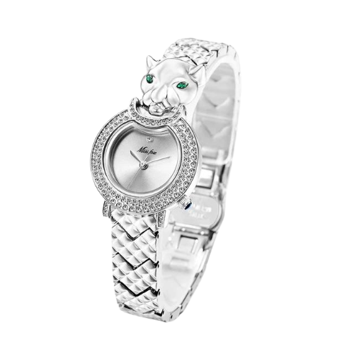 Relógio Feminino Leopard com Detalhe de Strass e Pedra Verde - DermeBela