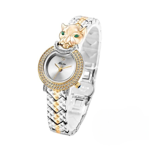 Relógio Feminino Leopard com Detalhe de Strass e Pedra Verde - DermeBela