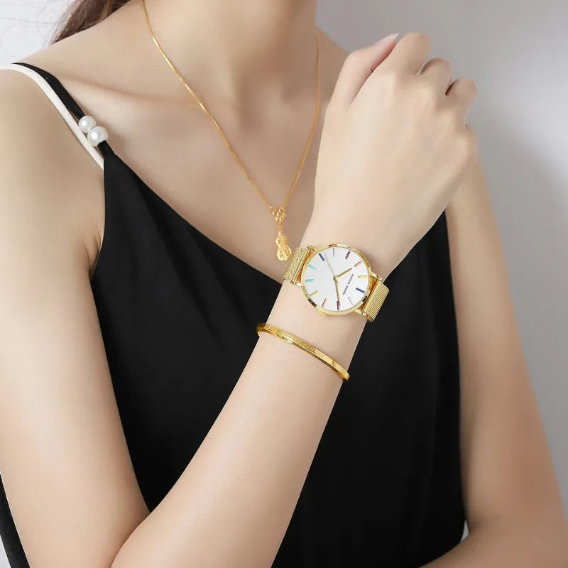 Relógio Feminino + Pulseira Lux de Brinde - DermeBela