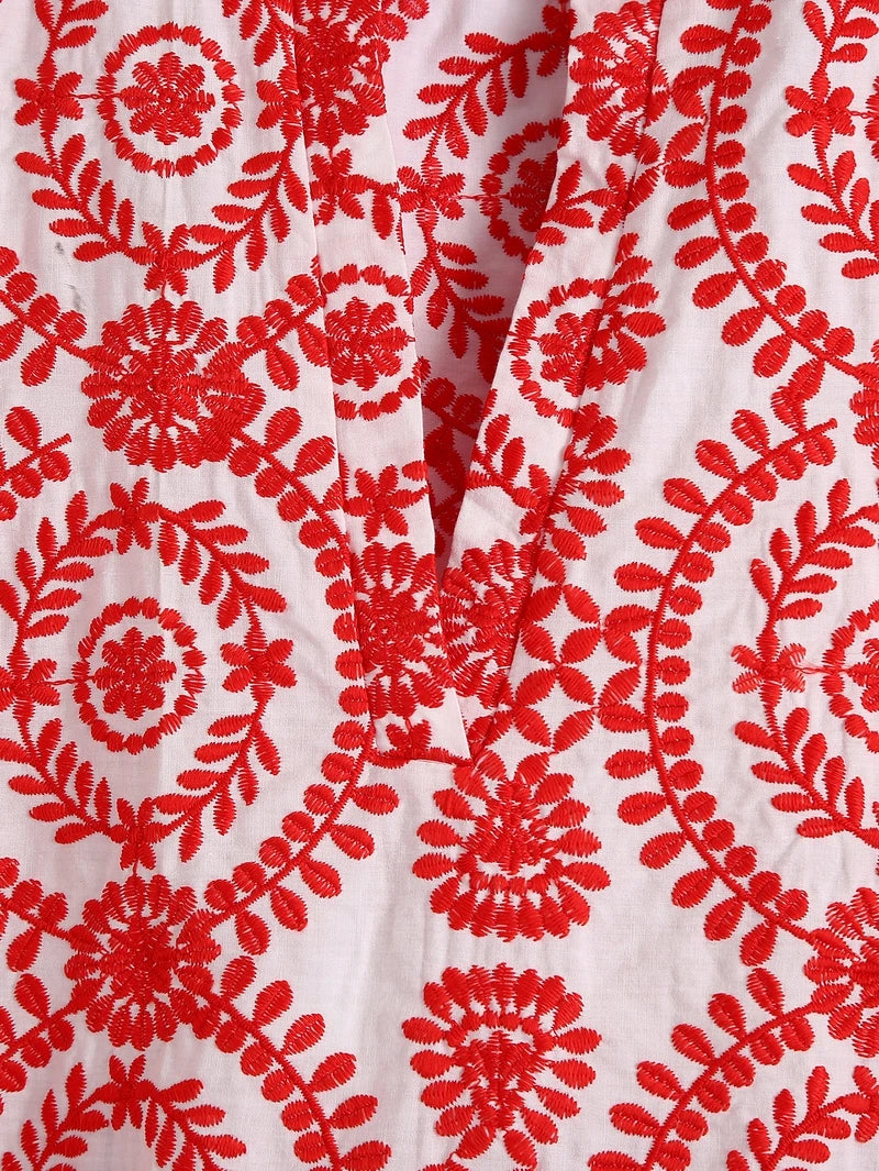 Vestido Bordado com Manga Longa Clássico - DermeBela