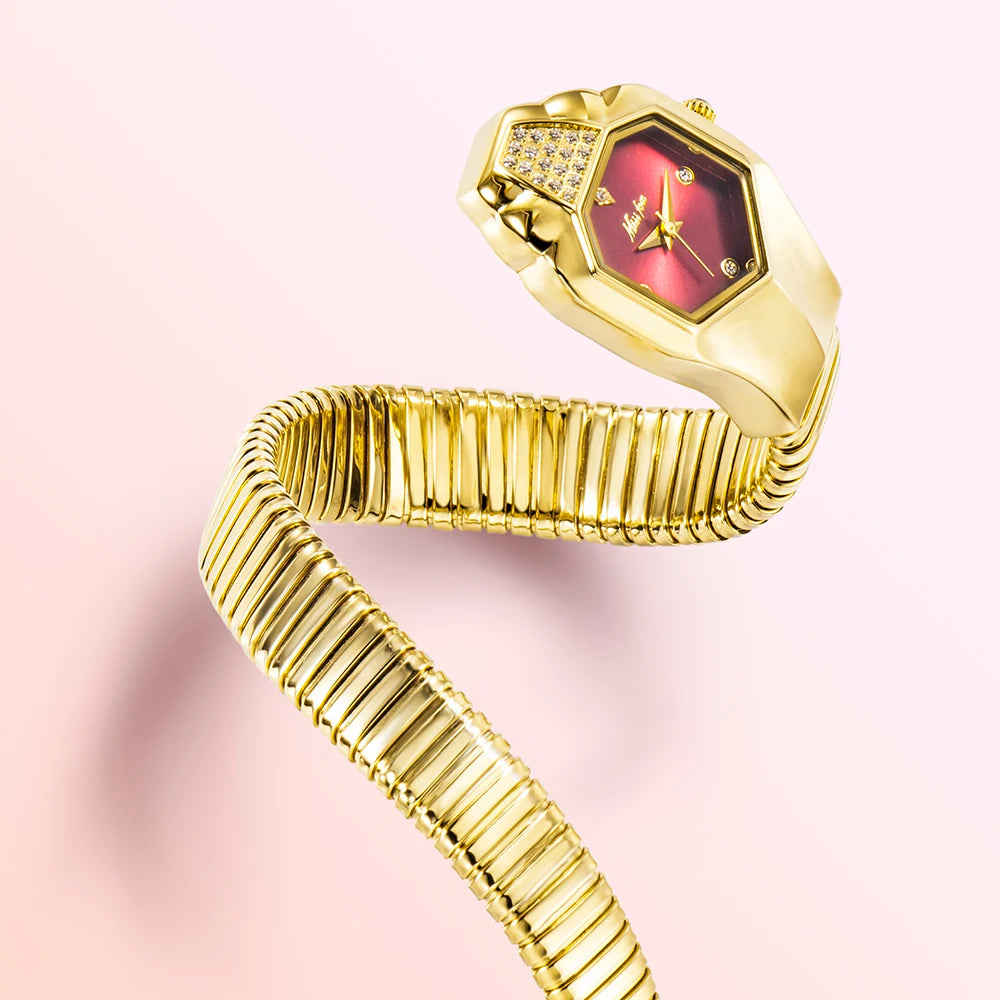 Relógio Feminino Luxuoso em Forma de Cobra Quartzo - DermeBela