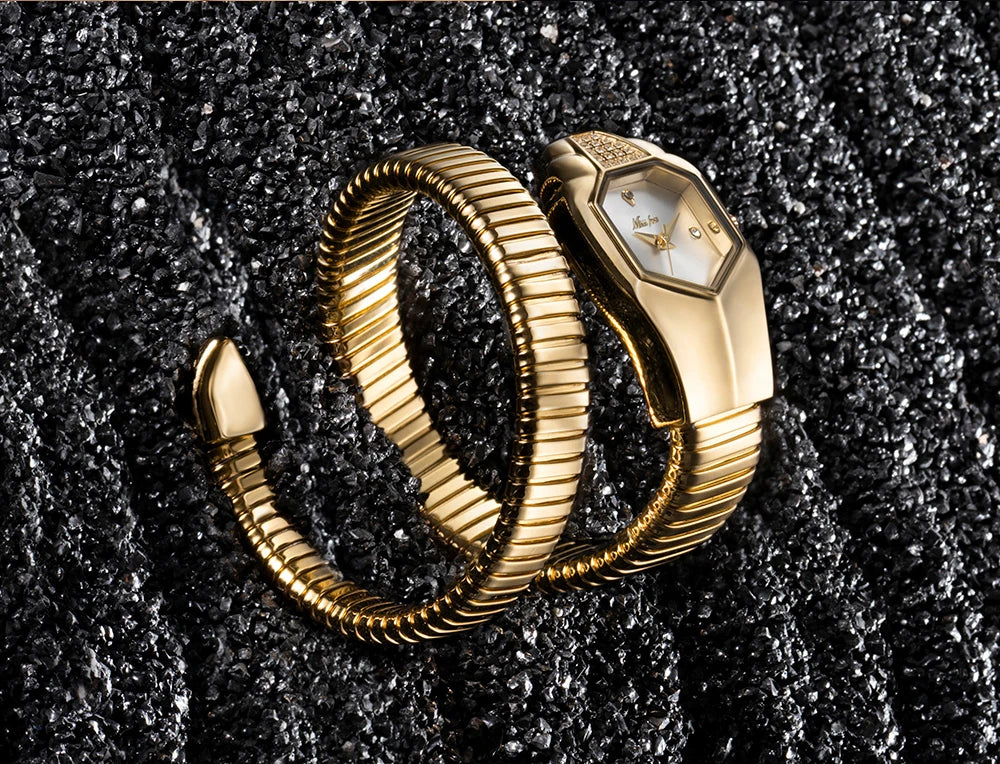 Relógio Feminino Luxuoso em Forma de Cobra Quartzo - DermeBela
