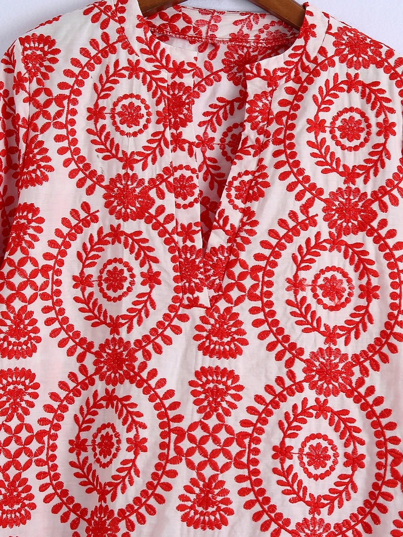 Vestido Bordado com Manga Longa Clássico - DermeBela