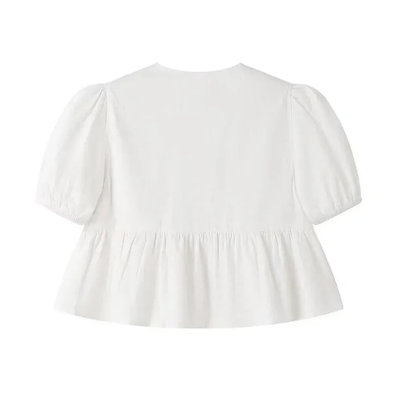 Blusa Feminina com Mangas Fluidas e Laço Romântico - DermeBela