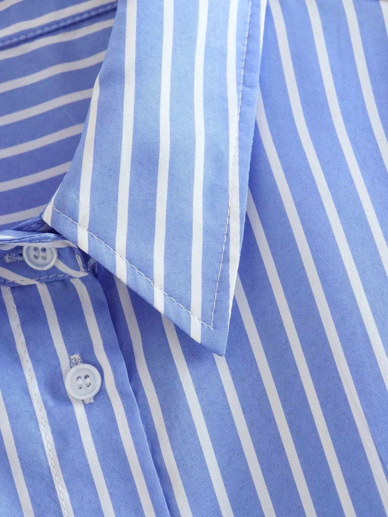 Camisa Feminina Casual Listrada com Manga Comprida - DermeBela