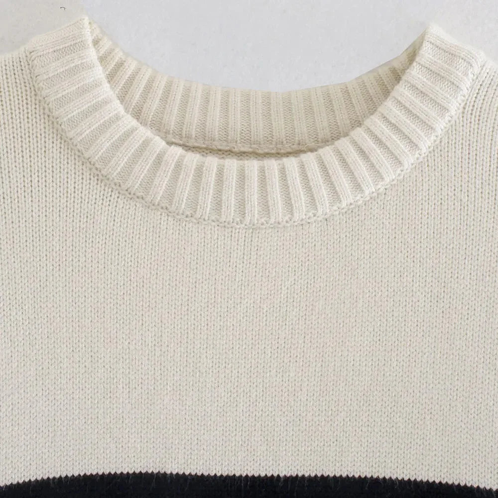 Suéter Feminino Oversized de Malha Listrada - DermeBela