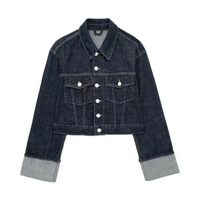 Jaqueta Denim Elegância Clássica com Lapela – DermeBela