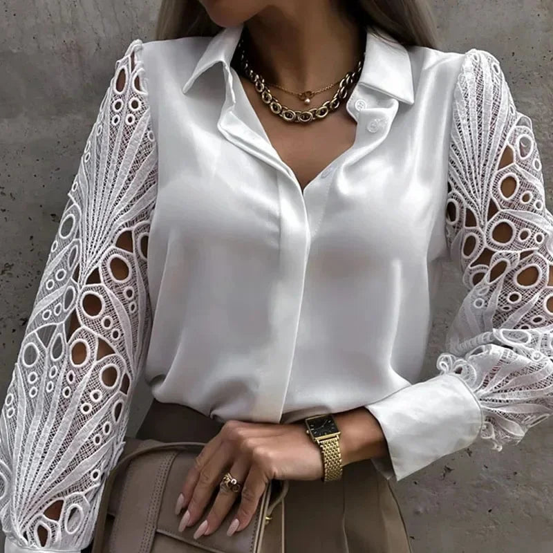 Blusa elegante de renda Oca Feminina - DermeBela