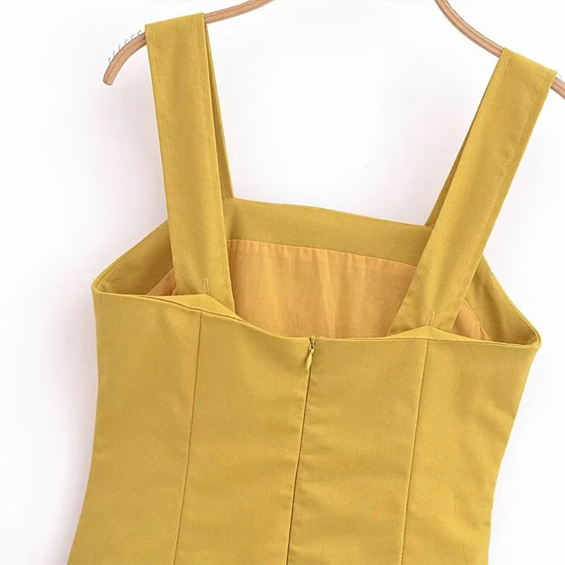 Vestido Mini Sem Costas com Zíper e Gola Quadrada- DermeBela