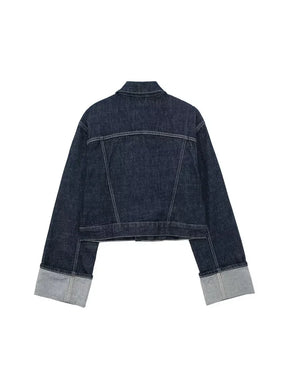 Jaqueta Denim Elegância Clássica com Lapela – DermeBela