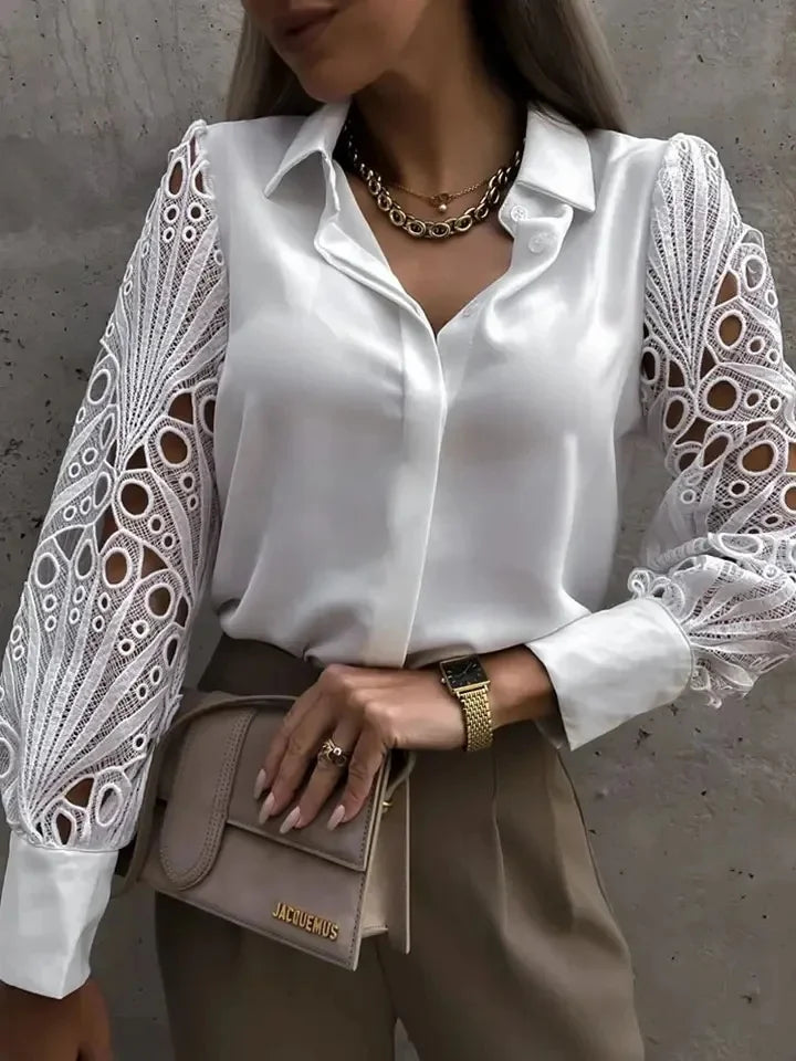 Blusa elegante de renda Oca Feminina - DermeBela