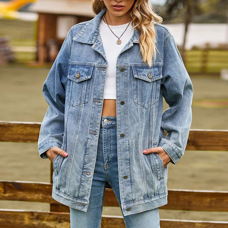 Jaqueta Jeans Vintage Solta – DermeBela