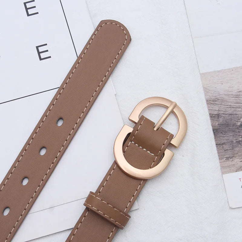 Cinto Elegante de Couro com Fivela Dourada - DermeBela