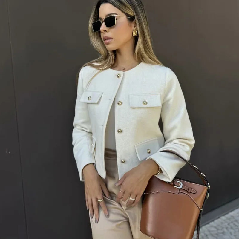 Casaco Clássico Feminino com Botões Elegantes - DermeBela