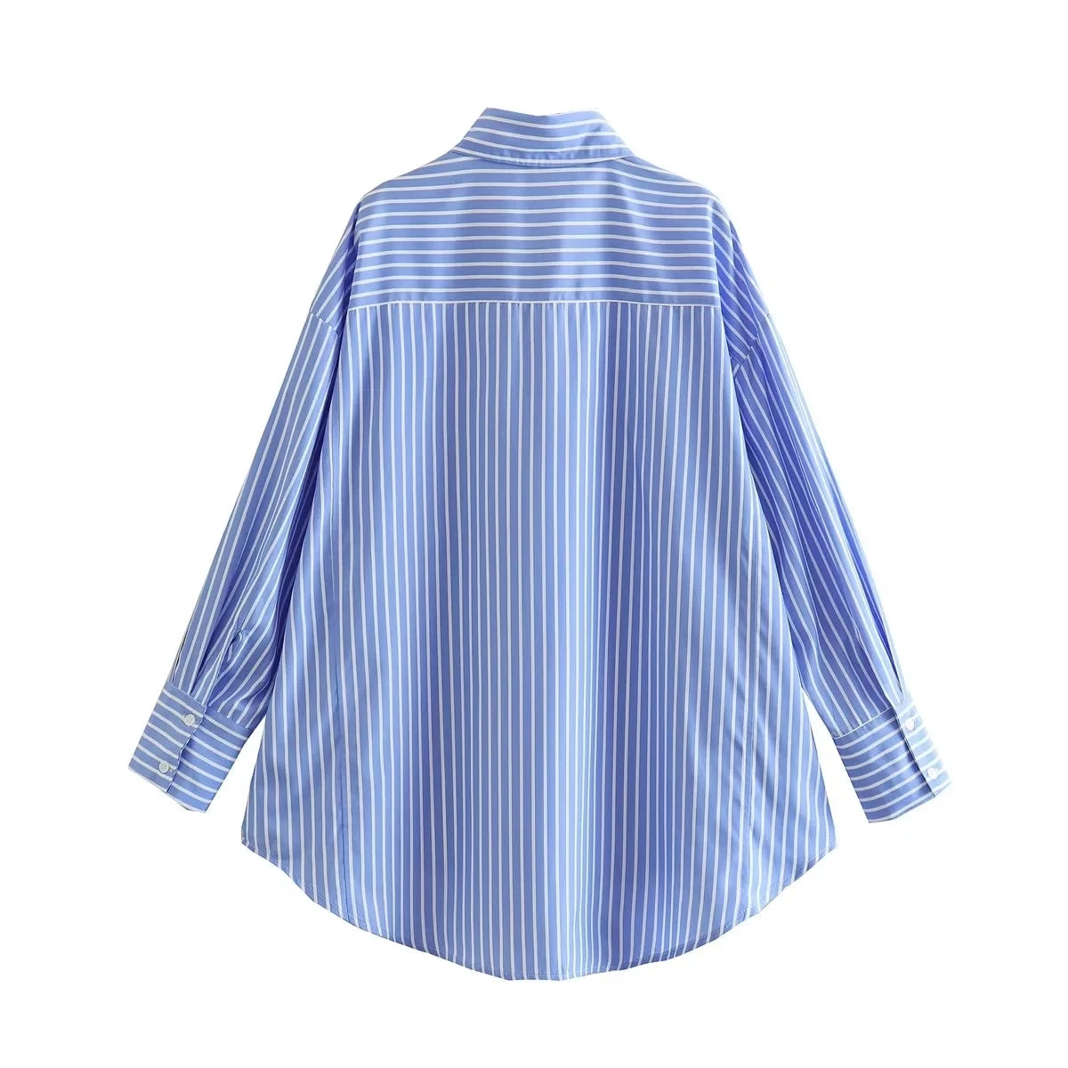 Camisa Feminina Casual Listrada com Manga Comprida - DermeBela