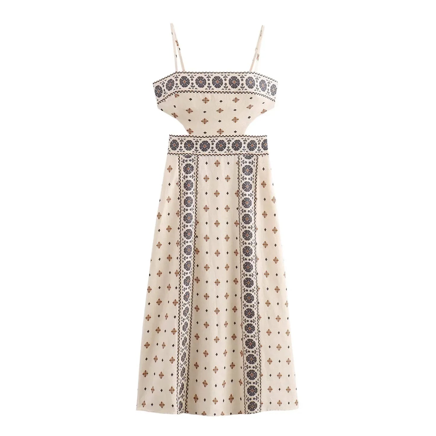 Vestido Longo com Recorte Oco e Sem Mangas - DermeBela