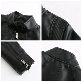 Jaqueta Feminina Couro Slim Gola Alta – DermeBela