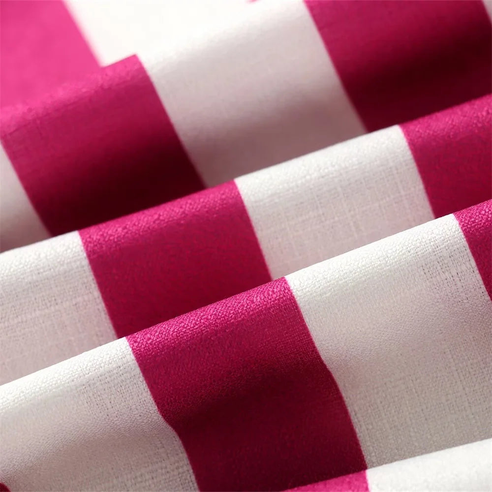 Camisa de Linho Feminina Listrada com Manga  - DermeBela