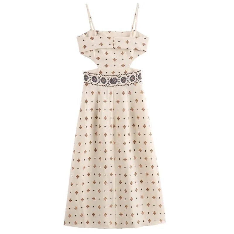 Vestido Longo com Recorte Oco e Sem Mangas - DermeBela