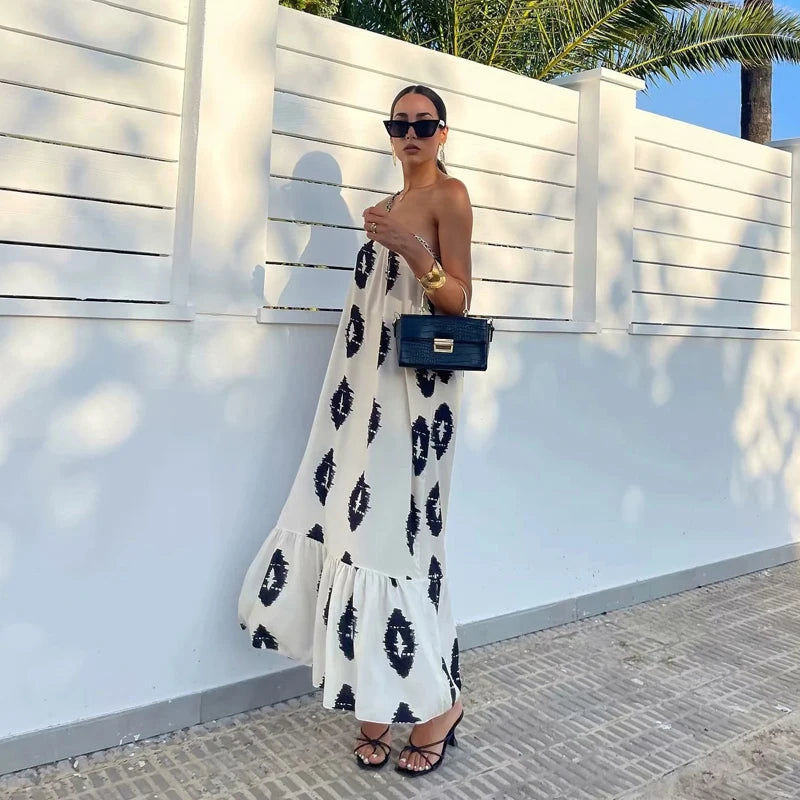 Vestido Casual de Linho com Ombro Revelado - DermeBela