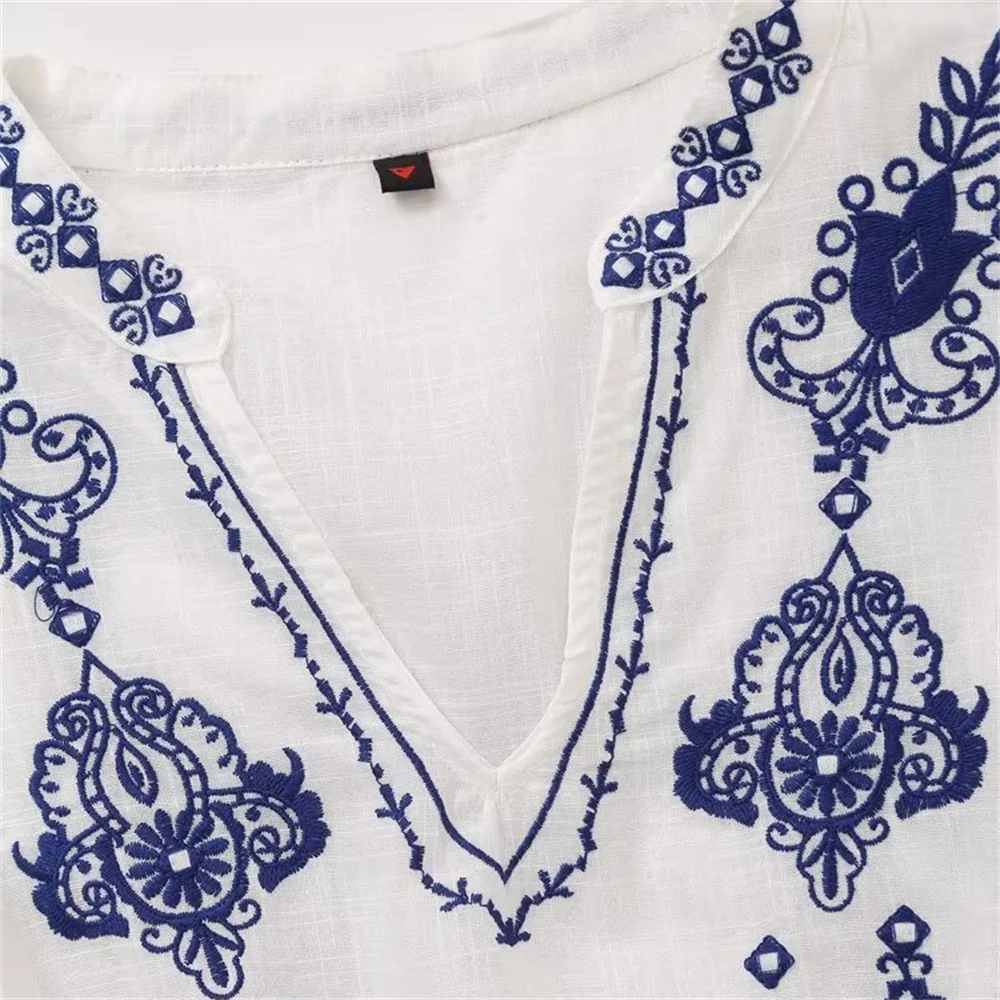Camisa Solta Bordada de Renda Feminina - DermeBela