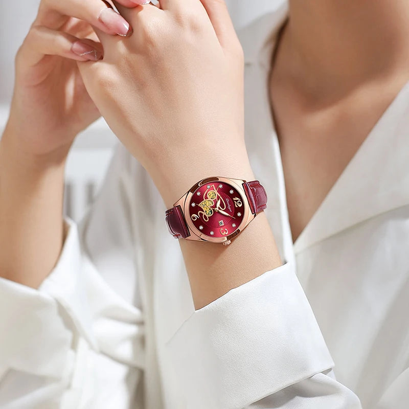Relógio Feminino Love com pulseira em Couro - DermeBela