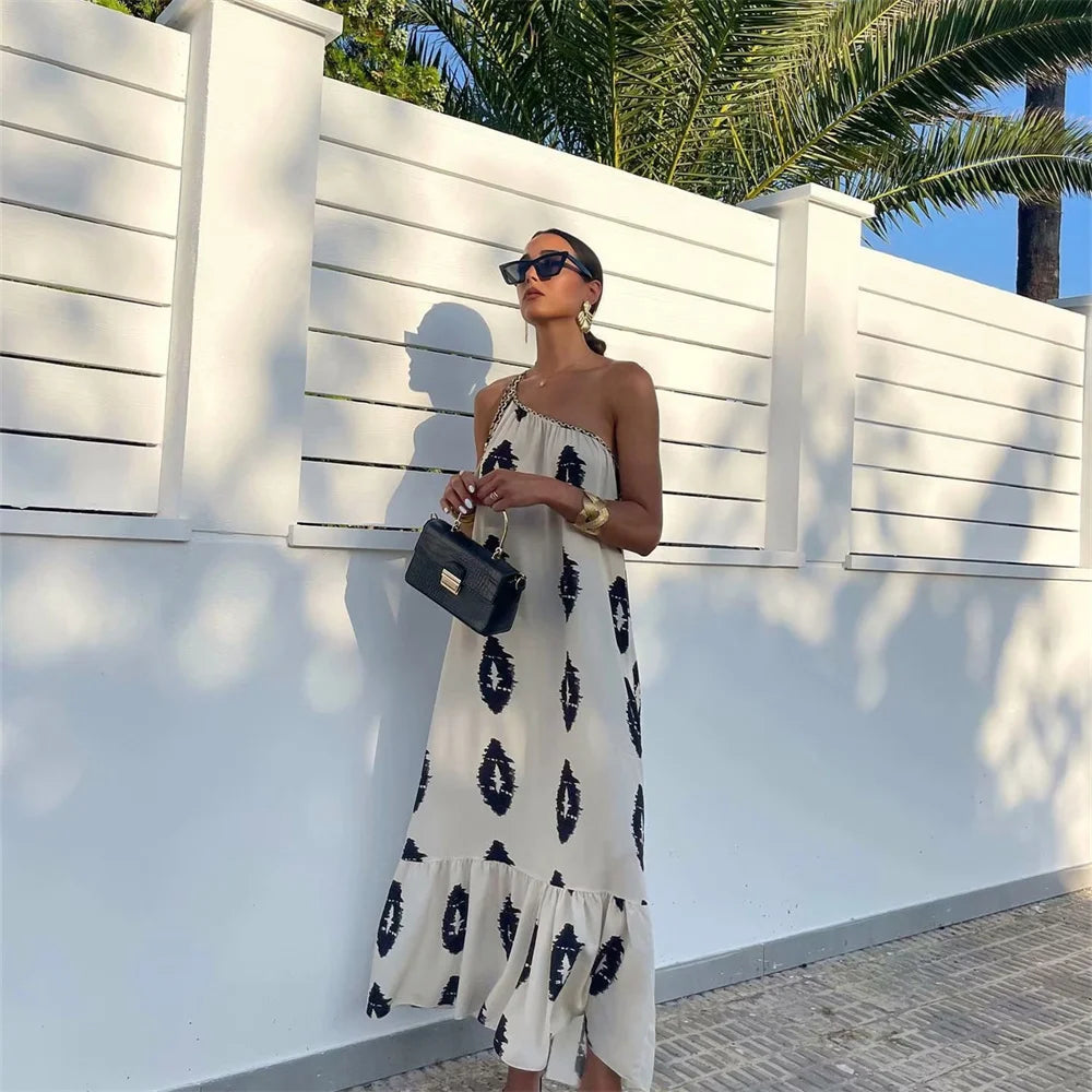 Vestido Casual de Linho com Ombro Revelado - DermeBela