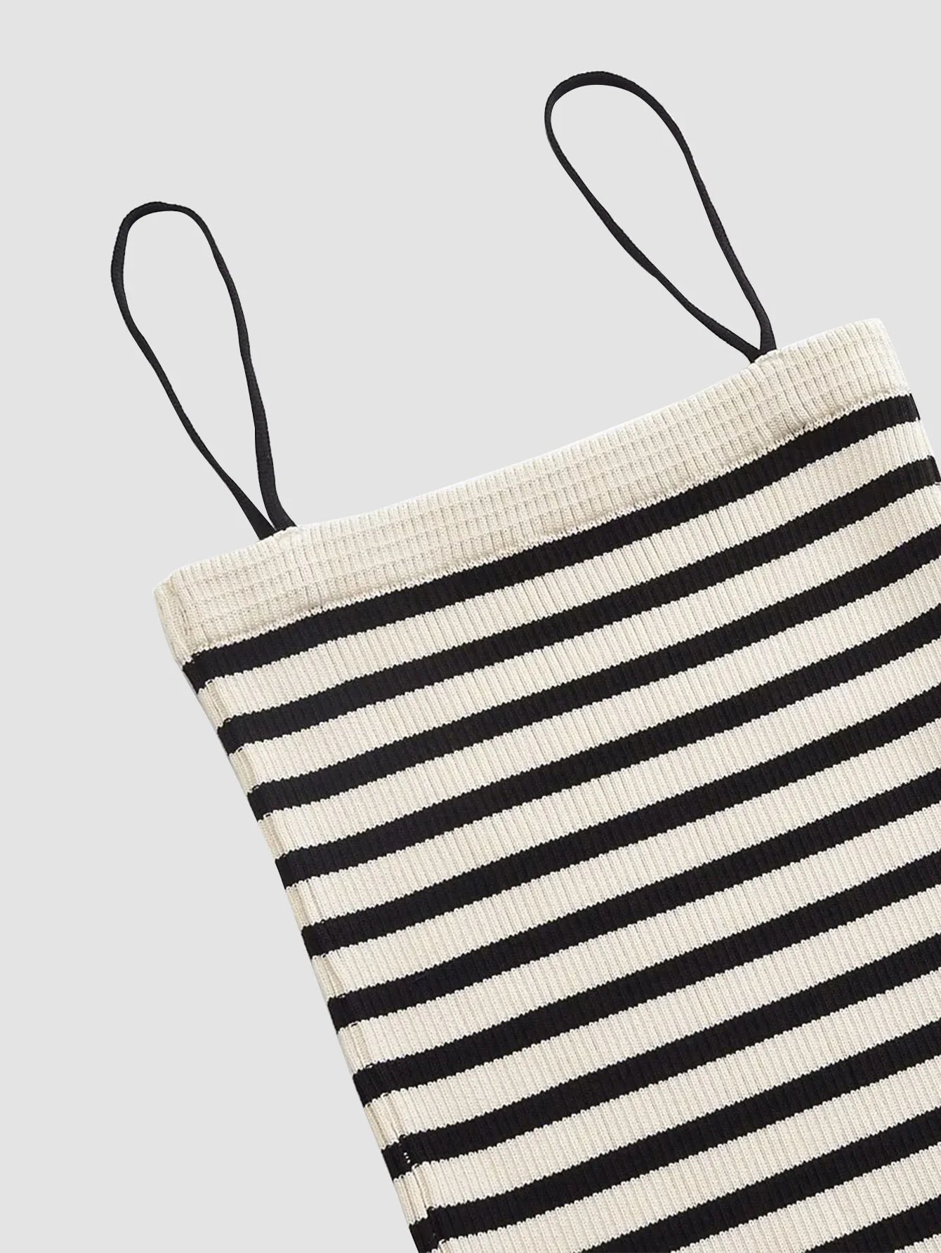 Vestido Midi Listrado com Alças Finas - DermeBela