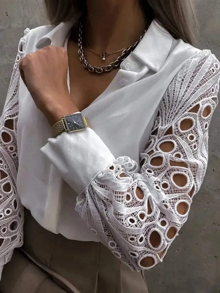 Blusa elegante de renda Oca Feminina - DermeBela