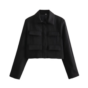 Casaco Feminino Aviador  com Botões e Detalhes de Bolsos - DermeBela