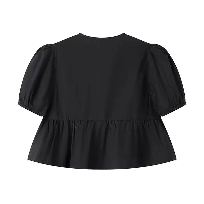 Blusa Feminina com Mangas Fluidas e Laço Romântico - DermeBela