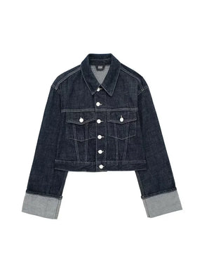 Jaqueta Denim Elegância Clássica com Lapela – DermeBela