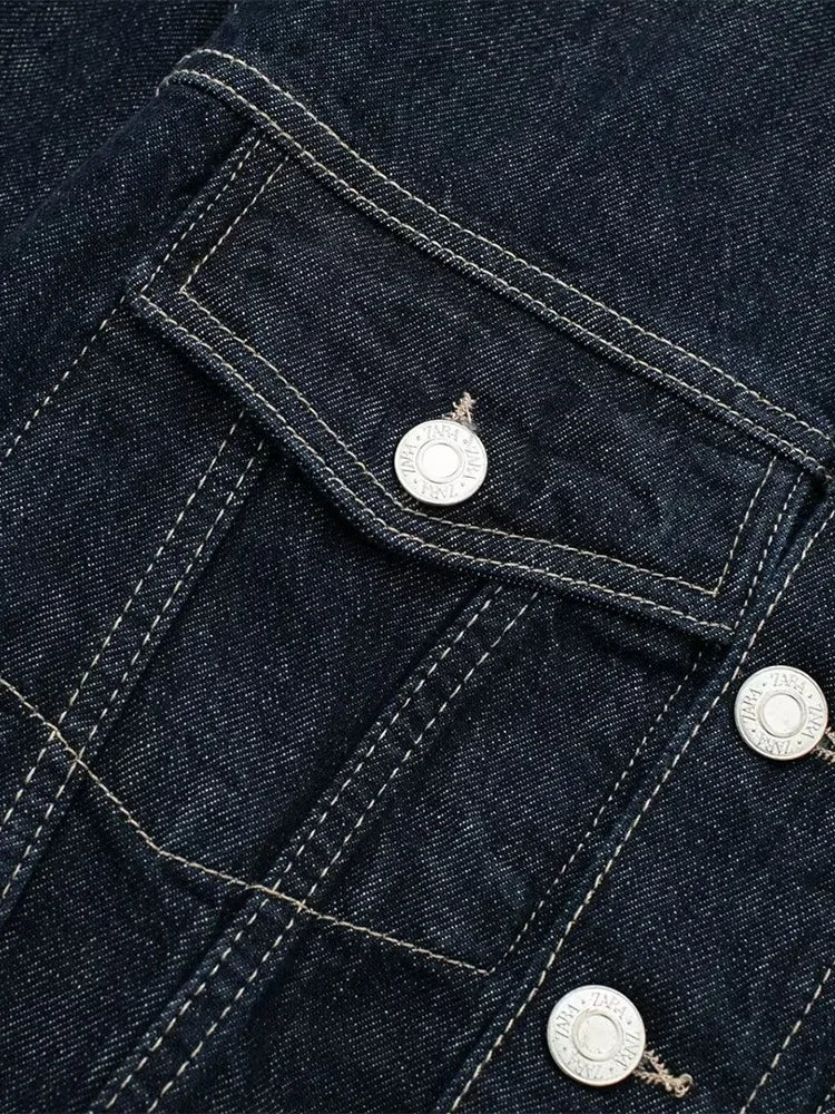 Jaqueta Denim Elegância Clássica com Lapela – DermeBela