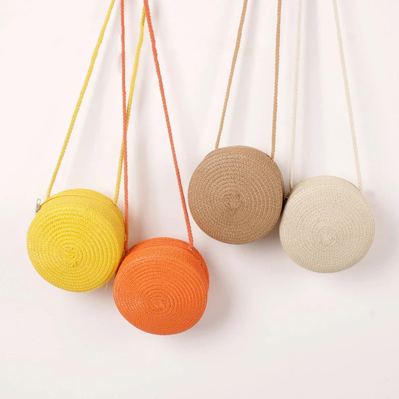 Bolsa de Palha Minimalista Redonda Crossbody - DermeBela