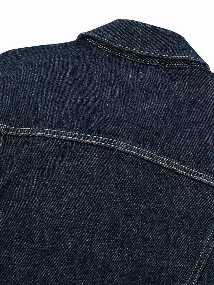 Jaqueta Denim Elegância Clássica com Lapela – DermeBela